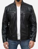 Men's Classic Genuine Leather Black Biker Jacket