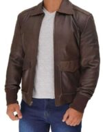 Men’s Vintage Brown Bomber Style Leather Jacket